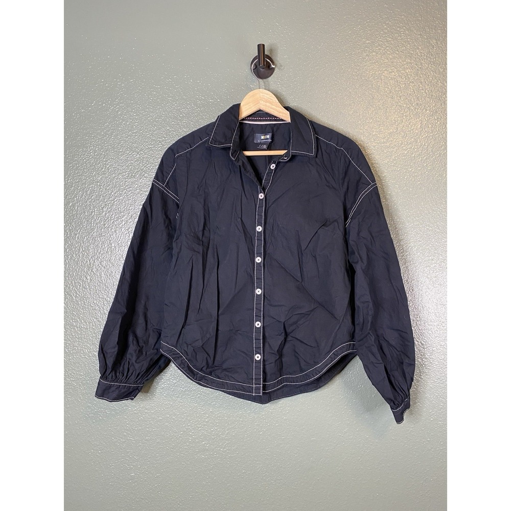 Maeve Button Up Black Top Long Sleeve Women's Size 6